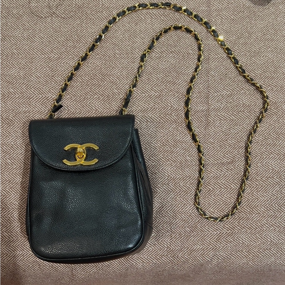 Chanel Black Crossbody Bag with Gold Chain
